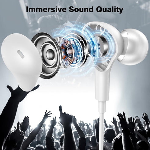 USB C Headphones Magnetic Wired Earbuds Stereo in-Ear Type C Earphones with Microphone Volume Control Noise Isolation for Samsung S24 S23 FE S22 Ultra Fold A35,iPhone 15,iPad Air/Pro(M4),Pixel 7 6 5