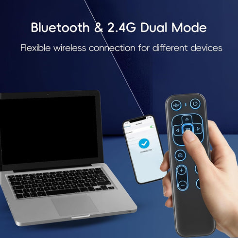 iPazzPort 3-in-1, 2.4G 7 Mini Wireless Keyboard Air Mouse Remote Backlit Keyboard with Remote Control Both Sides