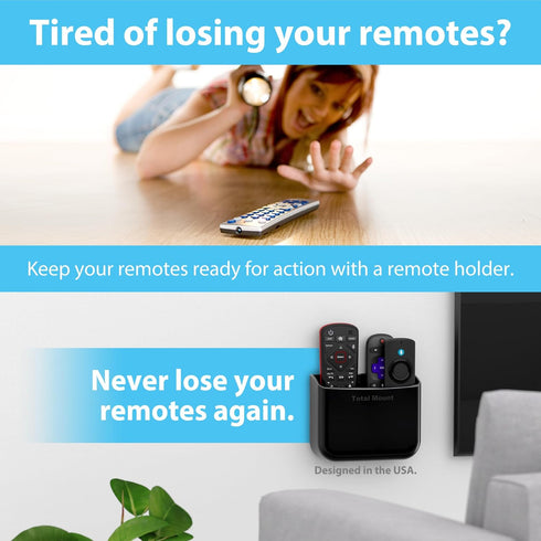 TotalMount 2 3 2) Hole-Free Remote Holders Eliminate Need to Drill Holes in Your Wall (for or Remote Controls Black