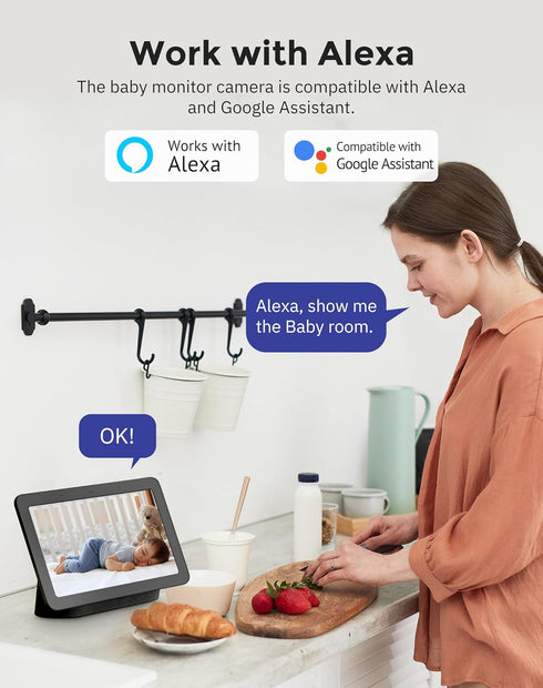 Hugolog 2K 3MP Indoor Pan/Tilt Security Camera, Auto-Focus, Ideal for Baby Monitor/Pet Camera/Home Security, Starlight