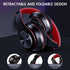 Bluetooth Wireless Over Ear Headphones, HiFi Stereo Sound Foldable Headphones,Colorful LED Lights Headphones with Built-in Mic,Wired for School/Tablet Computer/PC/TV/Cellphones/Travel (Black Red)