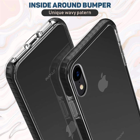 MATEPROX Clear Thin Slim Case for iPhone XR - Anti-Yellow, Anti-Slippery, Shockproof Bumper (Black)