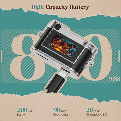 HOTU 1080P 2MP 32G Mini Digital Camera, Keychain Camera HD with Lens, Flash, Video Recording, Card Included, Portable