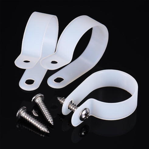 Hicarer 50 Pack R-Type Cable Clip Wire Clamp, Nylon Fastener Clips with Screws for Wire Management