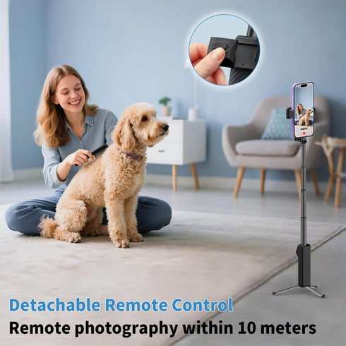 yAyusi Extendable Mini Selfie Stick Tripod with Remote, Pocket Size Portable Tripod for iPhone, Small Compact Phone