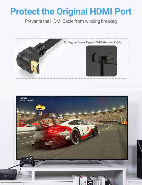 URWOOW 90-Degree (1FT) HDMI Extension Cable High Speed Down Angle Male to Female Extension Wire Cord HDMI Extender