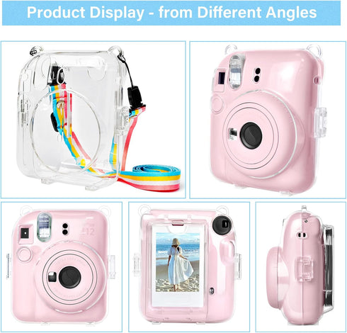 MUZIRI KINOKOO Clear Case for Fujifilm Fuji Instax Mini 12/Polaroid Mini 12 Camera, Hard PVC Protective Case Bag with