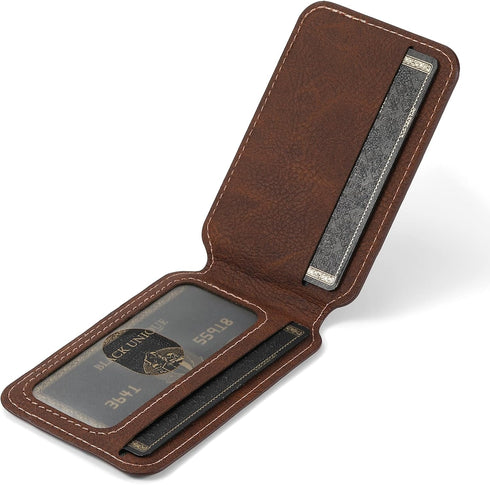 PASNEW 17 for iPhone Case,Compatible with Magsafe Wireless Charging Card Holder Wallet Leather Shockproof Protection
