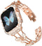 Wingle Rose Gold Apple Watch Bands 45mm for Women - iWatch Series 8 7 Butterfly Diamond Bracelet with Bling Screen