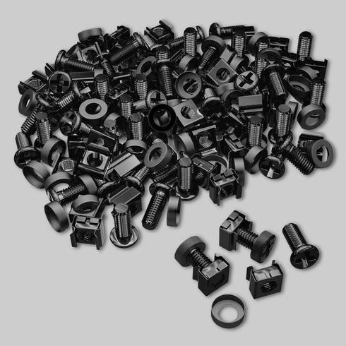 50-Pack M6 x 16mm Computer Rack Mount Cage Screws, Nuts & Washers for Rack Mount Server Cabinet, Black