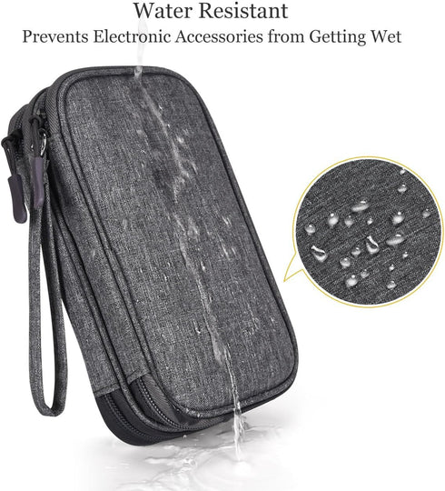 Electronic Organizer Travel Cable Accessories Bag, Waterproof Case for Power Bank, Charging Cords, USB Cable (Dark Gray)