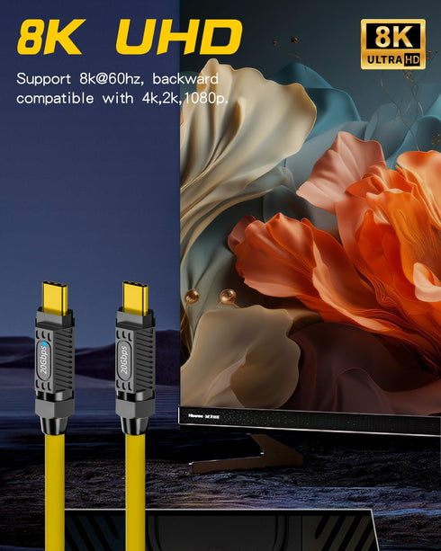 Poyiccot USB C to USB C Cable 3ft, 140W Fast Charging Cable, 20Gbps with LED Light, 8K@60Hz for MacBook Pro, Galaxy S23