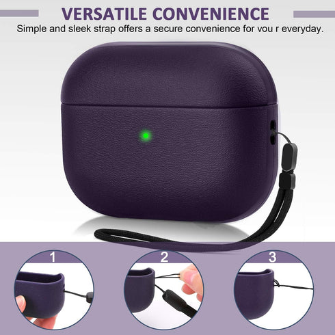 Upgrade Cover for Airpods Pro Case, Leather Texture Full-Body Protective Case, Wireless Charging, Burgundy