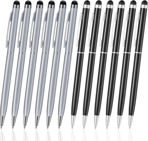 ORIbox 12pcs Stylus Pen Ballpoint Pen, Universal 2 in 1 Capacitive Stylus for iPad, iPhone, Samsung, All Touch Screen