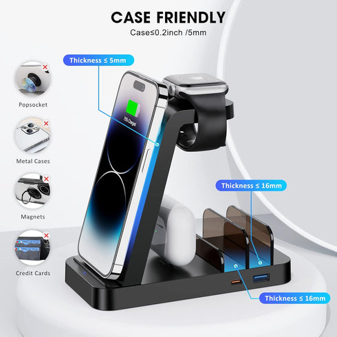 5 in 1 Wireless Charger Station for iPhone - Fast Charging Dock for Multiple Devices: Apple Watch, AirPods, iPhone 15
