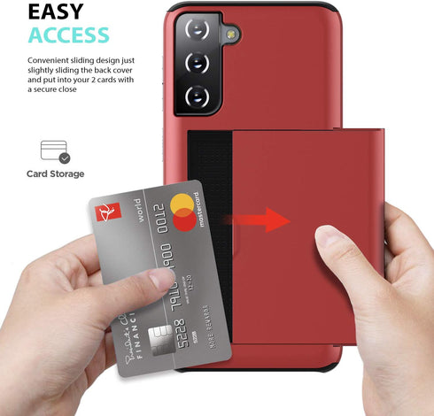 ZUSLAB Wallet Case for Samsung Galaxy S21 5G, Card Holder Shockproof Anti Scratch Bumper Cover with Screen Protector