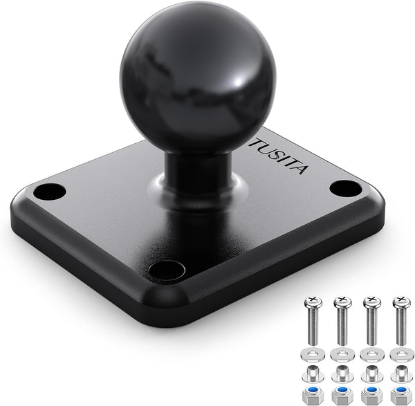 TUSITA Metal Rectangular AMPS Connection Plate, Black, with B Size 1" Ball