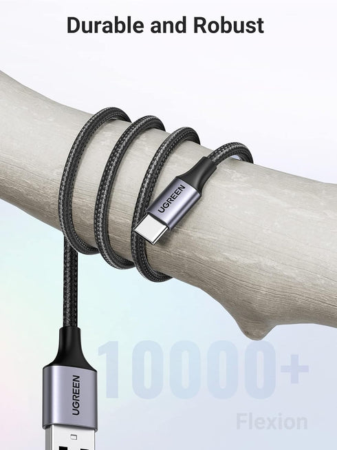 UGREEN USB to USB C Cable, 1.6FT Fast Charging Braided Cord for iPhone 15, Samsung Galaxy S24/S23, Pixel 8/7, CarPlay.