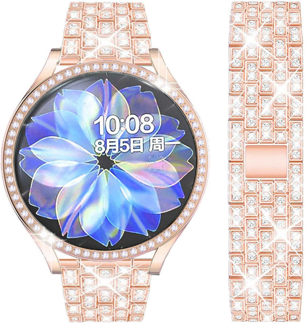 Bands for Samsung Galaxy Watch Active 2 40mm/44mm - Shiny Diamond Stainless Steel Strap with Rhinestone