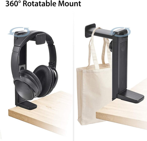 NEETTO HS906 Headphone Stand & Hanger 2 in 1, Above & Under Desk Gaming Headset Holder Mount Hook with Height