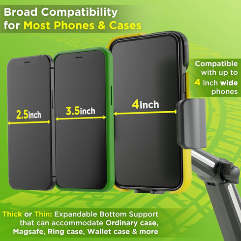 Heavy Duty Truck Phone Holder Mount for Dashboard Windshield, 10.3 Inch Arm, Compatible with iPhone & Samsung