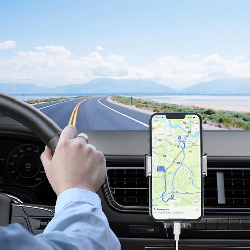 Car Phone Holder Mount, Super Stable Air Vent Cell Phone Car Mount with 2024 Newest Metal Hook Clip, 360° Rotation, One