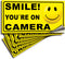 iSYFIX Smile You're on Camera Stickers for Business, 6 Pack 4x2 Inch, Self-Adhesive Vinyl Decal