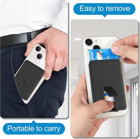 Senose Silicone Phone Card Holder, Stick on Credit Card Holder with Stand for Back of Phone, Anti Slip Compatible with