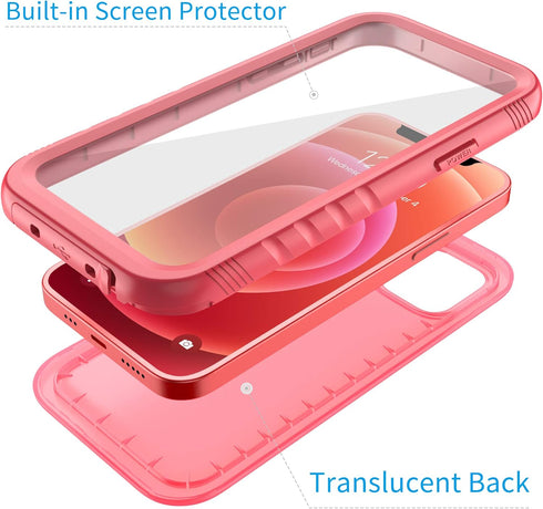 Cozycase Compatible with iPhone 12 Waterproof Case/iPhone 12 Pro - Full Body Rugged Dustproof Shockproof Case with
