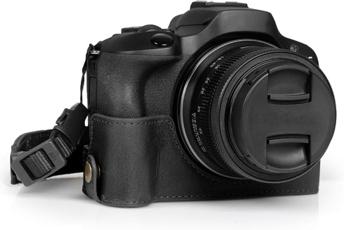 MegaGear Ever Ready Genuine Leather Half Camera Case for Canon EOS R100 - Black