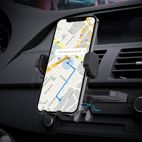 WixGear Universal Car Phone Mount CD Slot Car Mount Holder with New Gravity Self-Locking Design Mount, Compatible with All Smartphones (New Gravity Self-Locking Mount)
