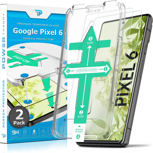 Power Theory Screen Protector for Google Pixel 6, Premium Tempered Glass with Easy Install Kit, 2 Pack