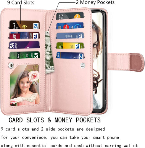 Njjex Galaxy A11 Case for Samsung Galaxy A11 - Wallet Case with 9 Card Slots, PU Leather, Detachable Kickstand