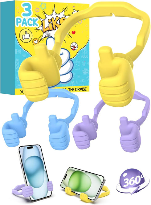 Cell Phone Holder for Desk: 3 Pack Thumbs Up Lazy Phone Stand, Graduation Gifts for College Boys Girls Teens Kids