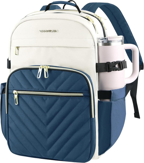 VANKEAN Laptop Backpack for Women with Giant Tumbler Holder Pocket,17.3 inch School