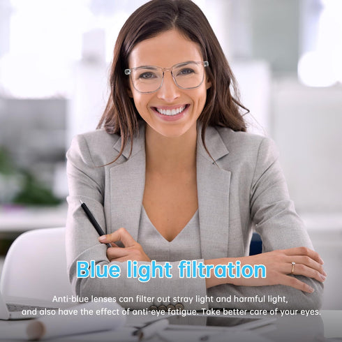 GenXenon (GS03-C) Smart Glasses for Women, Clear Frame Blue Light Glasses, Magnetic Charging, Open-Ear Design, Voice