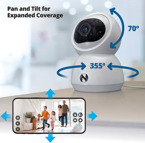 Night Owl Indoor Plug-in Wireless 3MP Deterrence Camera with Pan, Tilt and 2-Way Audio