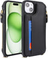 Cavor for iPhone 15 Case with Card Holder, Wallet Case for Women, Crossbody Lanyard and Wristlet, Leather Zipper Pocket