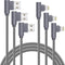 6FT 90 Degree iPhone Charging Cable 3 Pack - 2.4A Super Fast Charging for iPhone Xs Max/XS/XR/7/8/6S/SE (Gray)