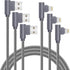 6FT 90 Degree iPhone Charging Cable 3 Pack - 2.4A Super Fast Charging for iPhone Xs Max/XS/XR/7/8/6S/SE (Gray)