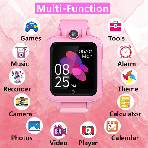 Kids Smart watch for Girl Boy with 14 Puzzle Games MP3 Music Video Player Toddler watch Alarm Clock Camera Voice Video Recoder SD Card Calculator Stopwatch Timer watches Christmas Birthday gift