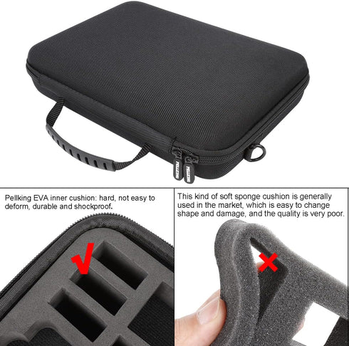 PellKing Large Carrying Surface-Waterproof Case for GoPro 12, 11, 10, 9 Camera, Hard Shell Bag with EVA Liner, Fully