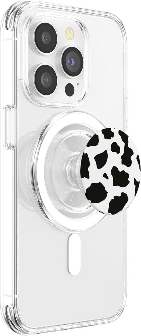 Black and White Cow Print Design PopSockets Grip for MagSafe, Cute for Boys and Teen Girls