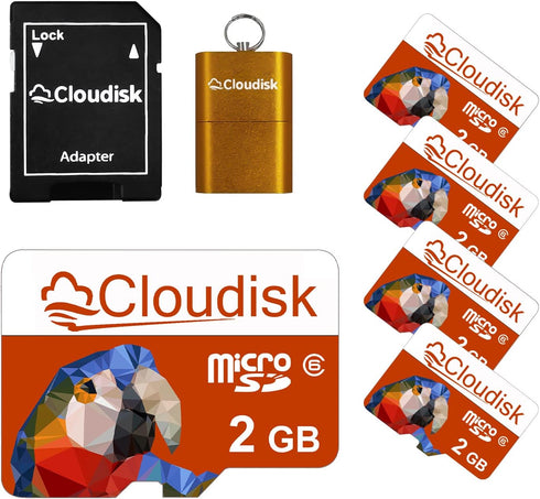 Pack of 5 Parrot-Prime 2GB Micro SD Card Flash Memory Card C6 with SD Adapter and Card Reader