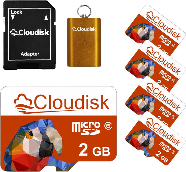 Pack of 5 Parrot-Prime 2GB Micro SD Card Flash Memory Card C6 with SD Adapter and Card Reader