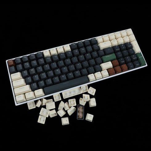 YMDK Double Shot 108 Dyed PBT Keycap Set, Rainbow Carbon Sunset Backlit Keycaps for MX Switches