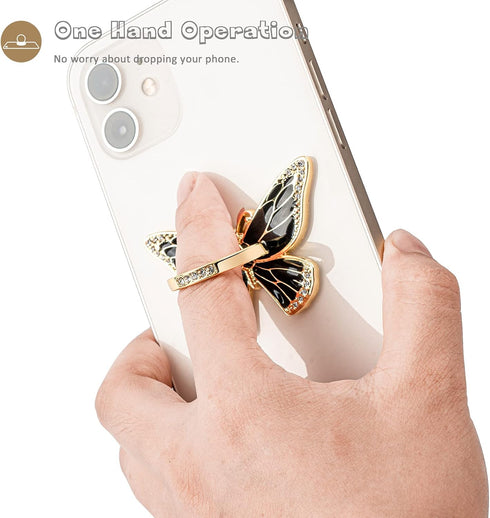 Butterfly Cell Phone Ring Grip Holder, 360 Degrees Rotation Phone Ring Grip Stand Compatible with iPhone, Samsung