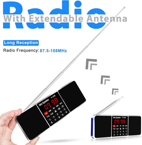 Multifunction Digital FM Radio Media Speaker - MP3 Music Player with TF Card USB Drive, LED Screen Display