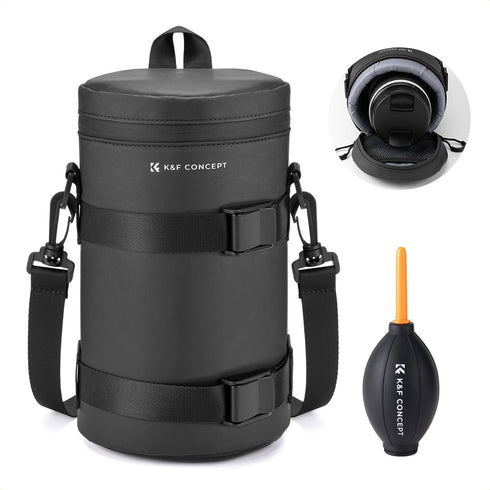 K&F CONCEPT Camera Lens Pouch Case, Waterproof Zipper Lens Protective Bag, Shockproof