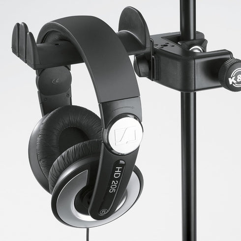 K&M Headphones, Black, Universal Support, Portable Electronic Device Stand, Steel Construction, Rubber Covered